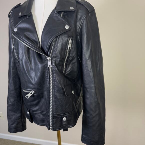 Levis Faux Leather Zip Up Biker Moto Jacket US Women's XL - Picture 2 of 10